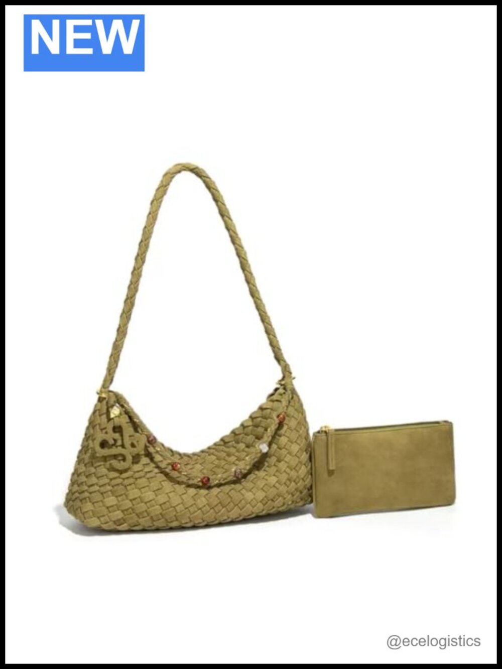 Woven Suede Hobo Handbag Shoulder Bag Tote with Magnetic Closure